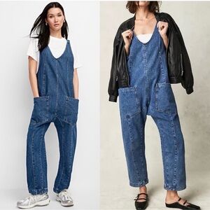 NEW Free People We The Free High Roller Overalls Jumpsuit Denim Jean Size Small